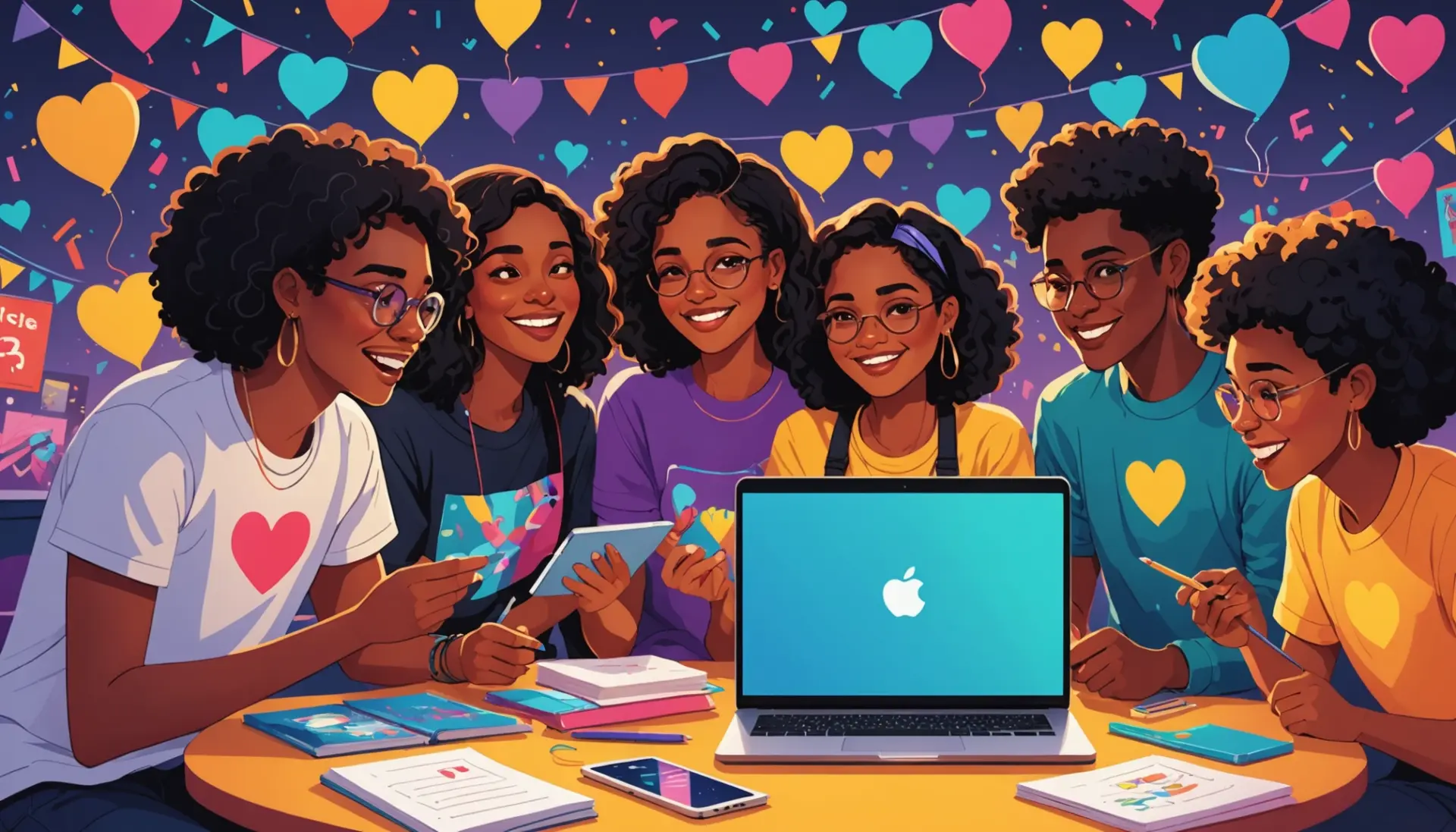 Editorial illustration of fans creating fan art and shipping characters, what does shipping mean slang