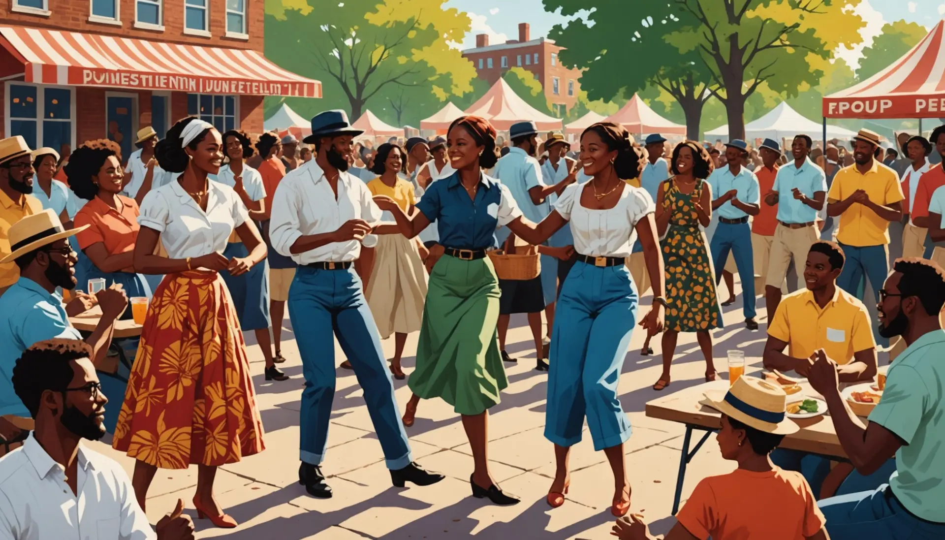 Illustration of a Juneteenth street celebration, explaining what does juneteenth mean