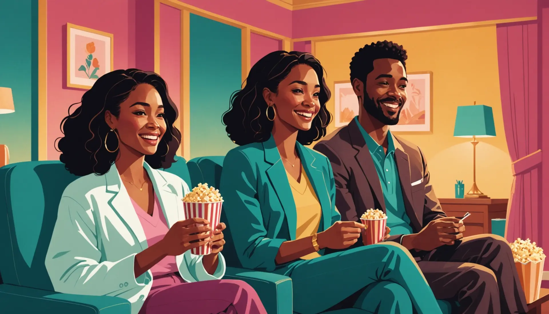 Illustration showing the phrase what does happy ending mean in slang with two contrasting scenes, one cinematic and one subtle massage setting