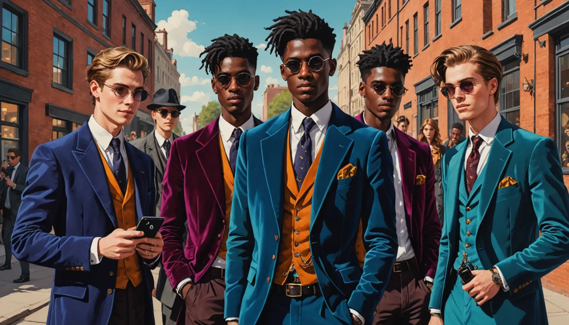 Editorial illustration showing characters with aristocratic viscount vibes, caption theme: what does viscount mean