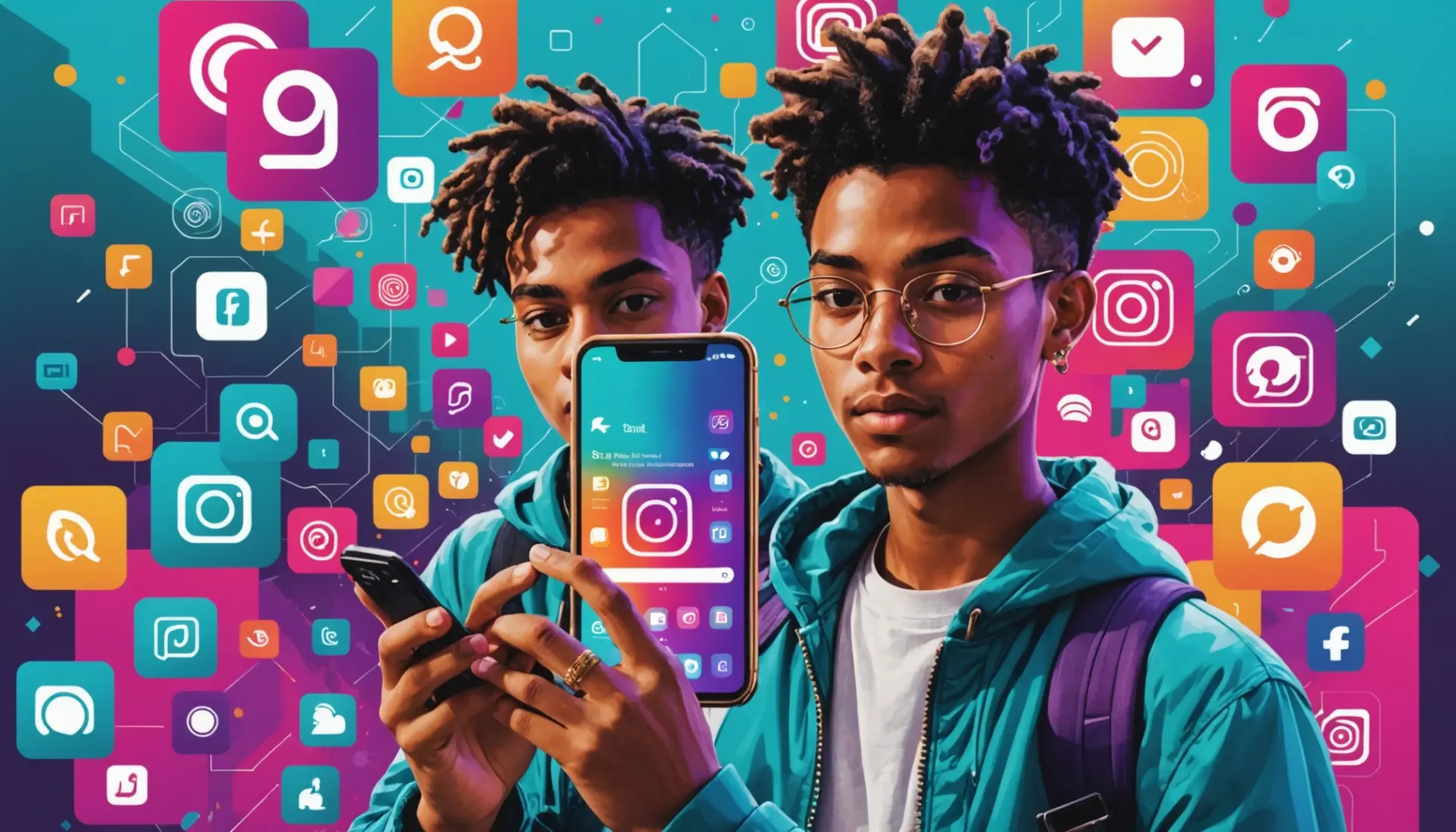 Illustration showing how to hide your following list on instagram with privacy icons