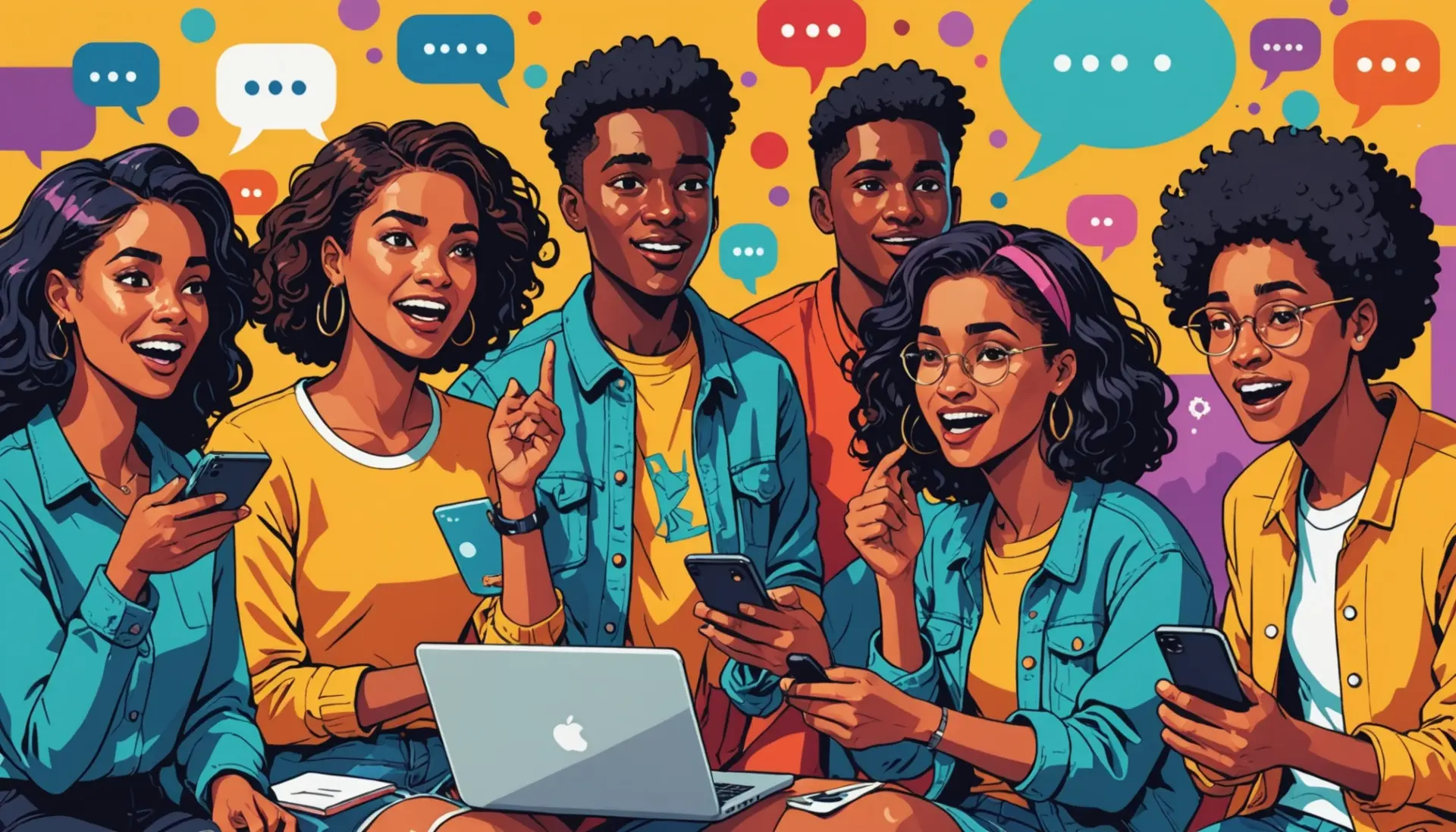 Editorial illustration showing internet users reacting to the phrase ead meaning slang