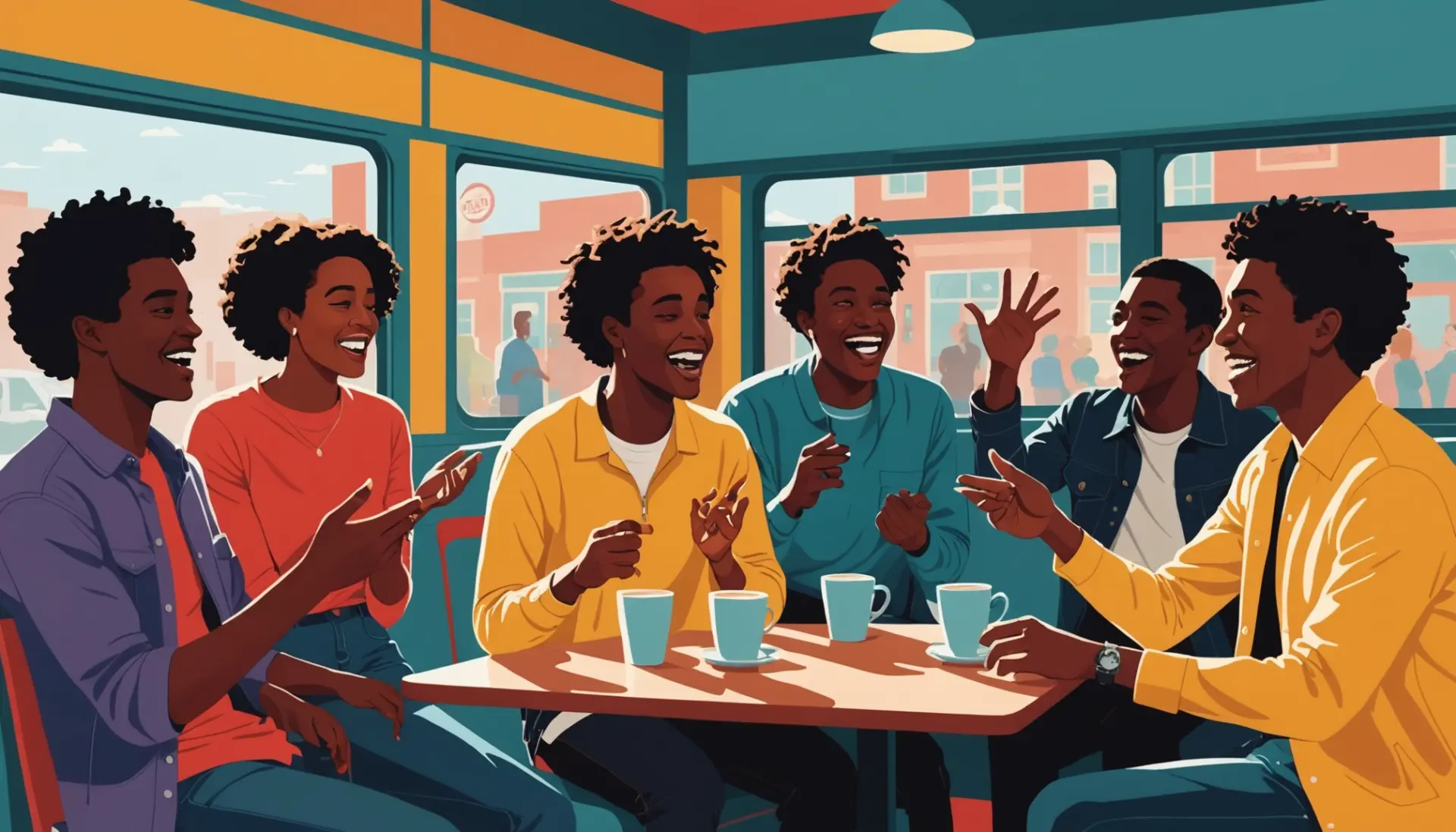 Editorial illustration showing young people using the term jackknife slang while someone mimics a folding motion
