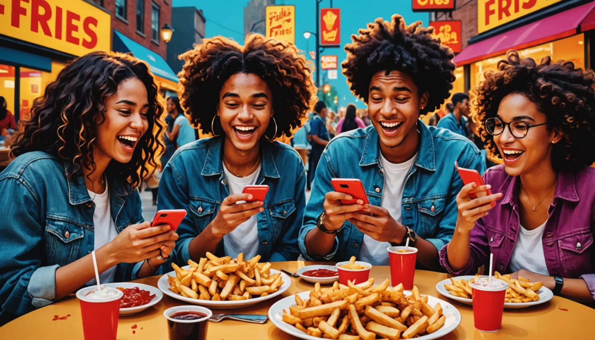 Editorial illustration about what does french fries mean sex slang with playful social media context