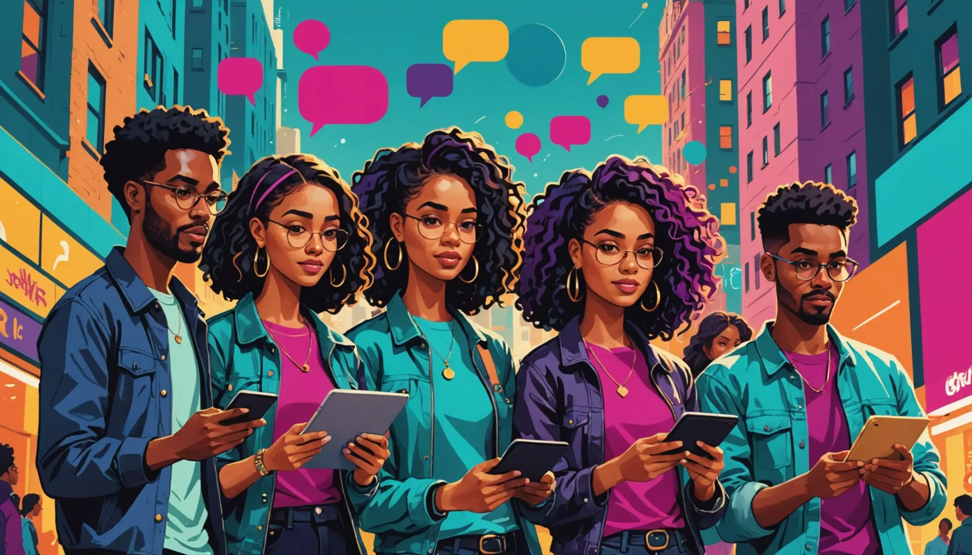 Editorial illustration showing creators asking 'what does aave mean on tiktok' while discussing language