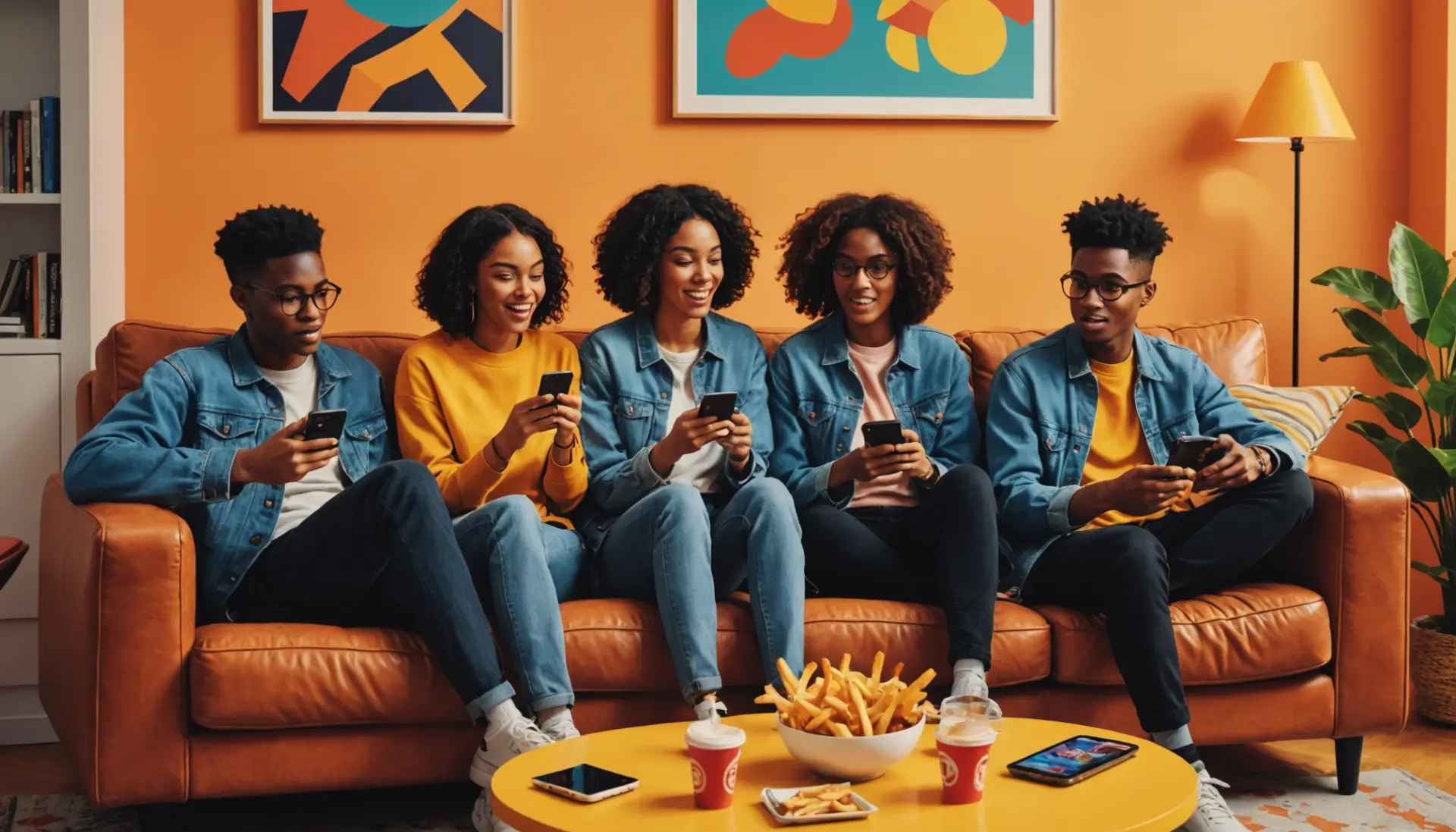 Editorial illustration showing Love Island fans debating what does french fry mean love island with chips and gossip icons