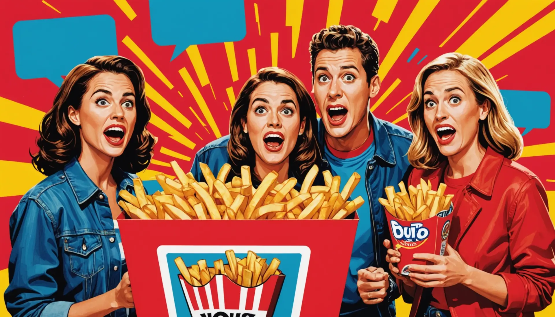 Editorial illustration representing urban dictionary french fries love island