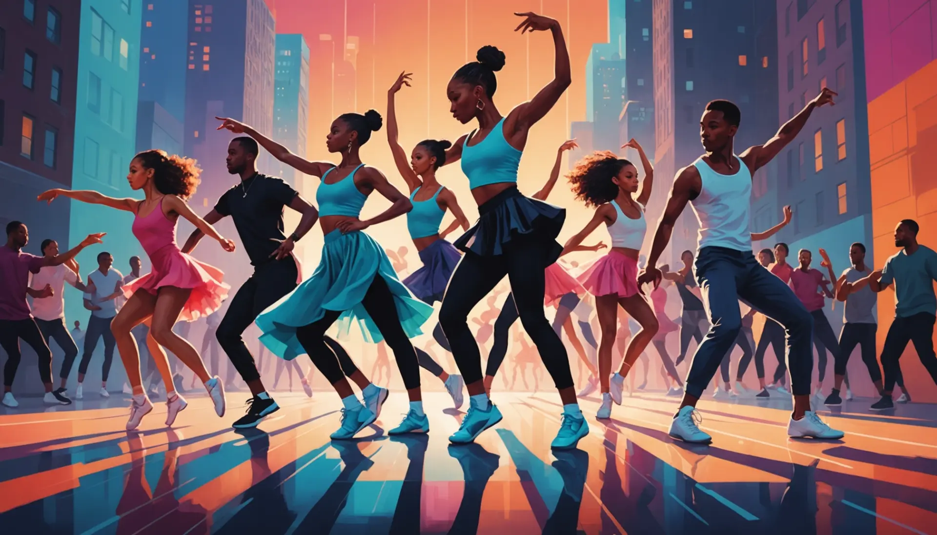 Editorial illustration of dancers labeled hiplet meaning urban dictionary performing ballet and hip hop fusion