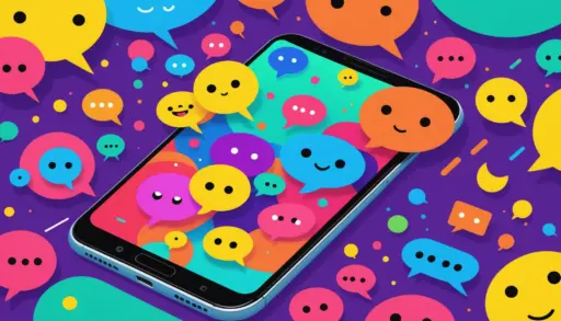 Editorial illustration showing a phone screen and chat bubbles asking what does brk mean in text