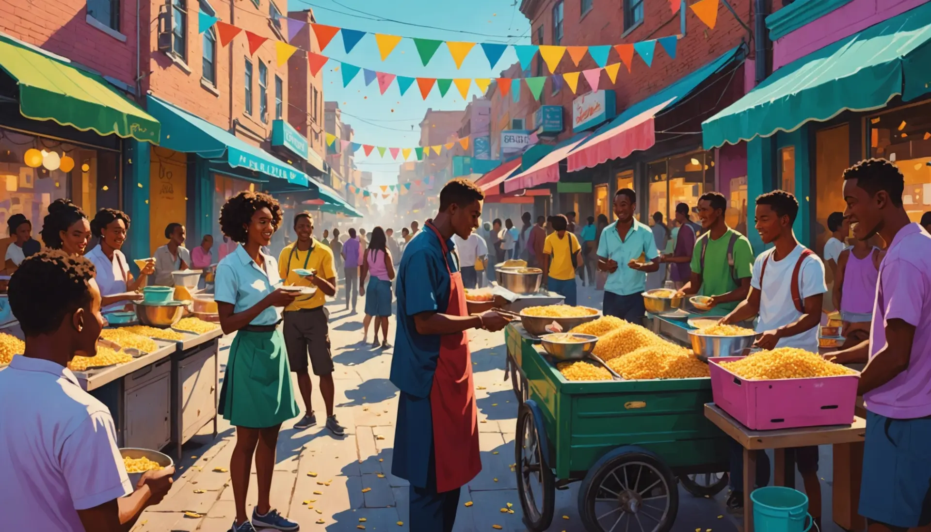 Illustration showing street vendor selling ponk with caption style scene, emphasizing what does ponk mean