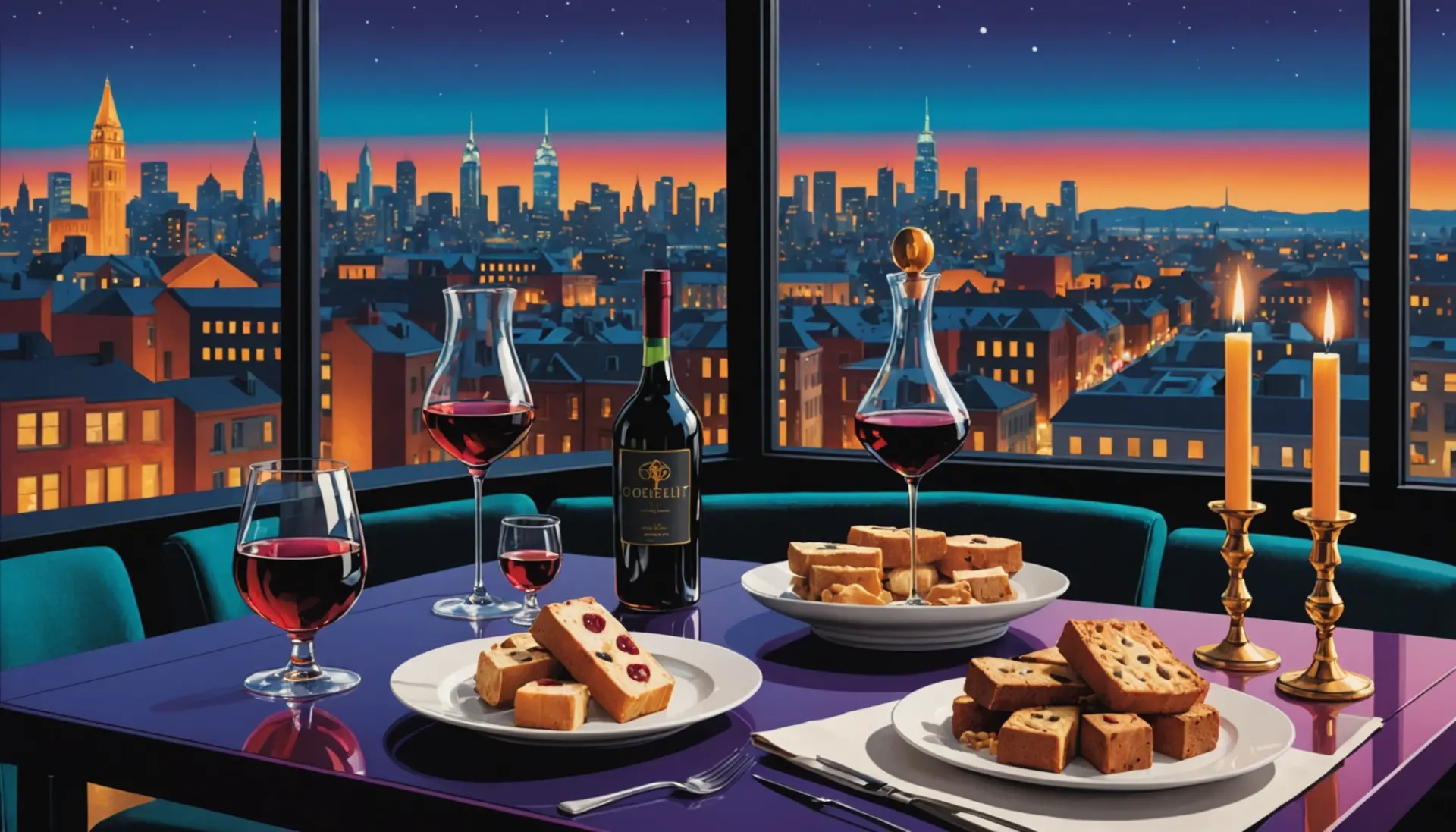 Editorial illustration showing a modern decanter on a table, focusing on the question what does decanter mean