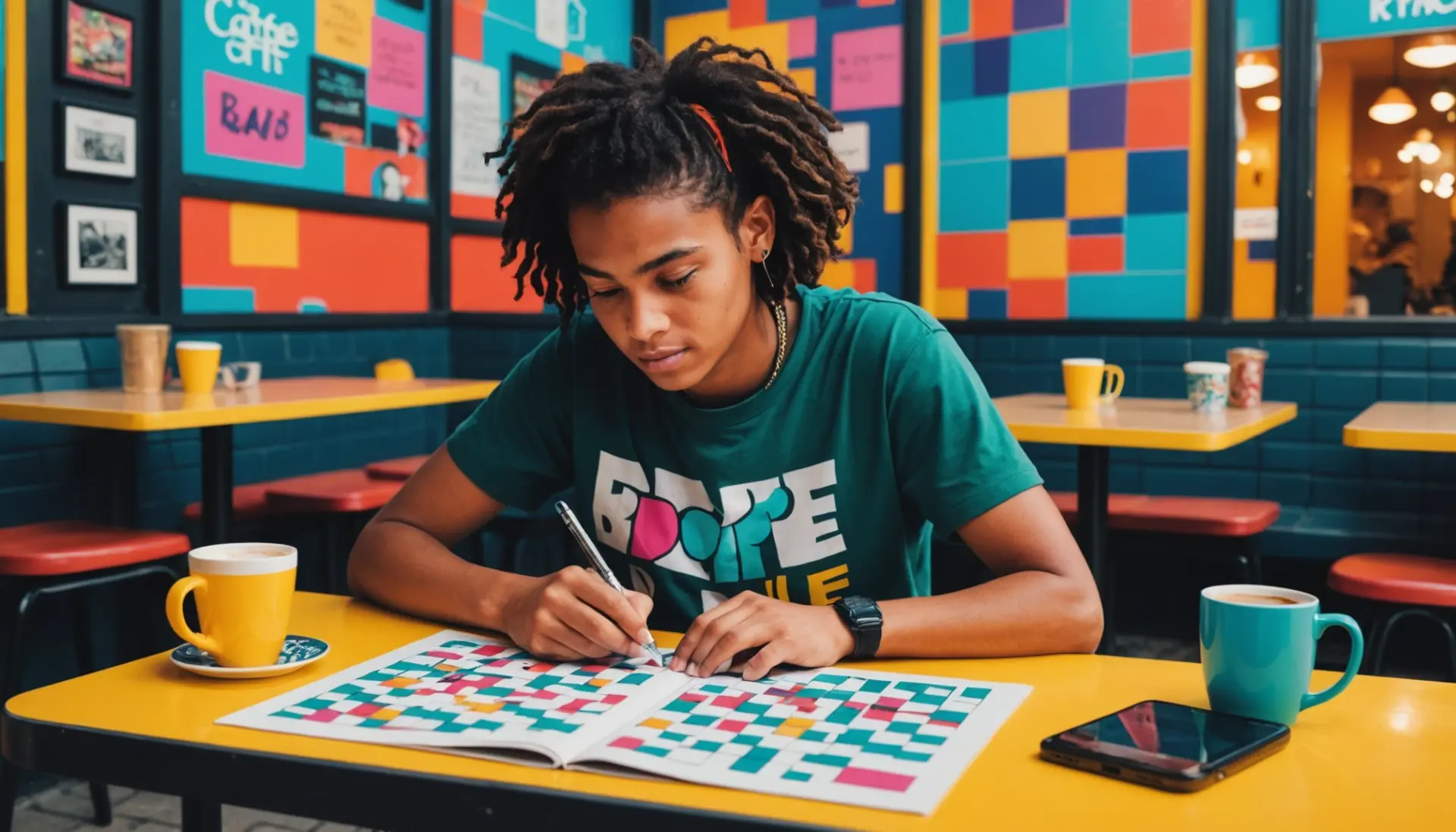 Editorial illustration showing a crossword with the phrase really cool in slang crossword clue highlighted