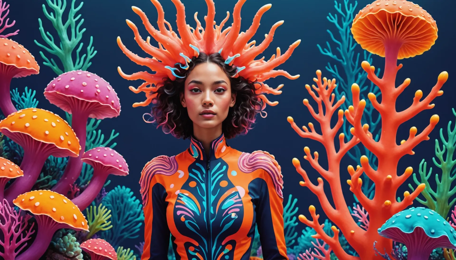 Editorial illustration of a colorful scene inspired by nudibranch slang aesthetic