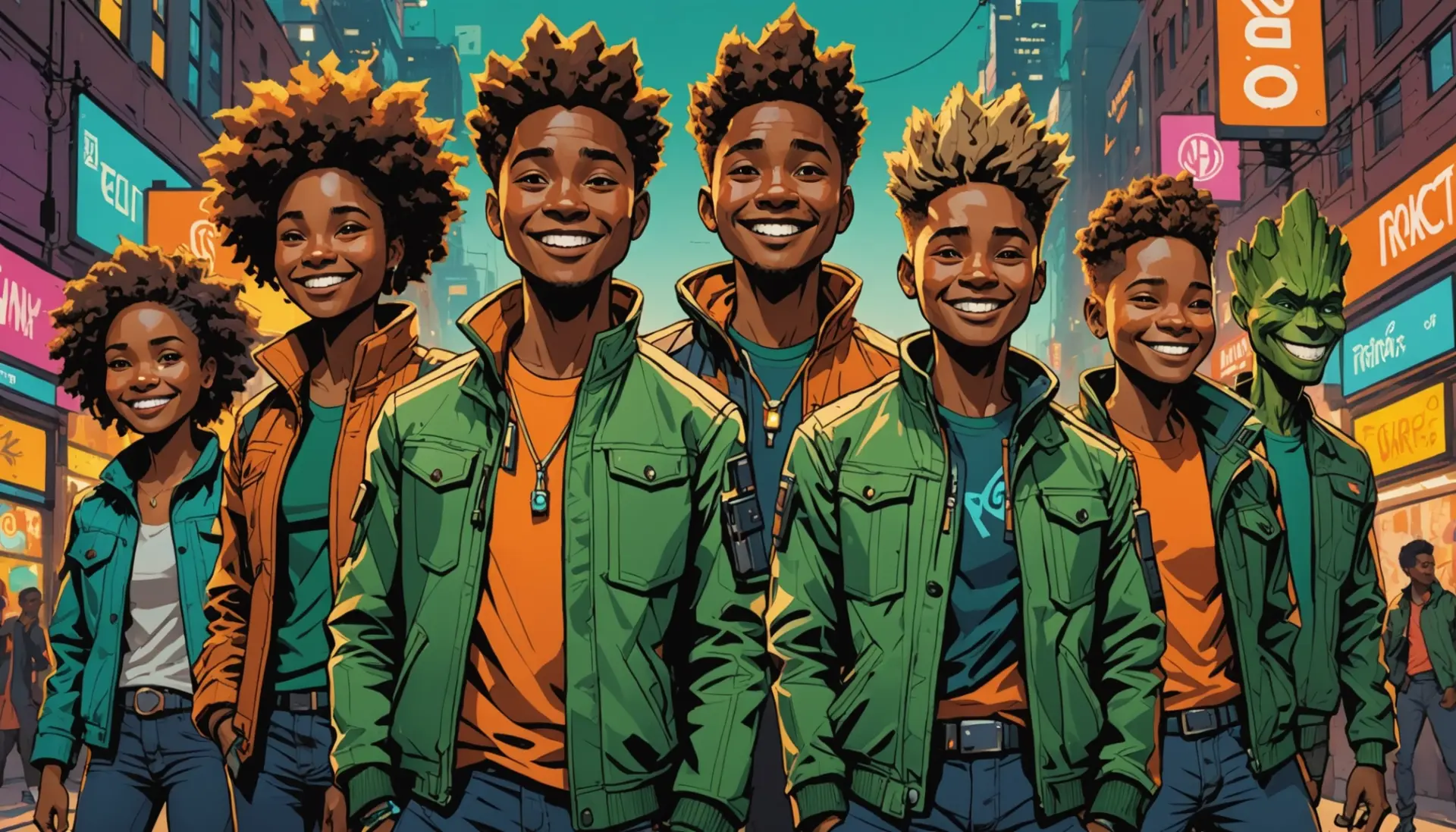 Editorial illustration of characters giving 'groot slang meaning' vibes