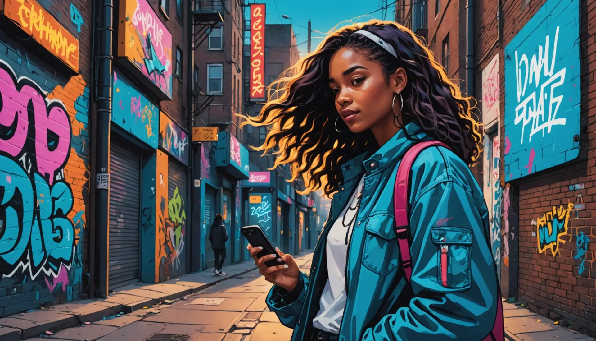 Editorial illustration depicting 'breeze slang meaning' as chill city vibes