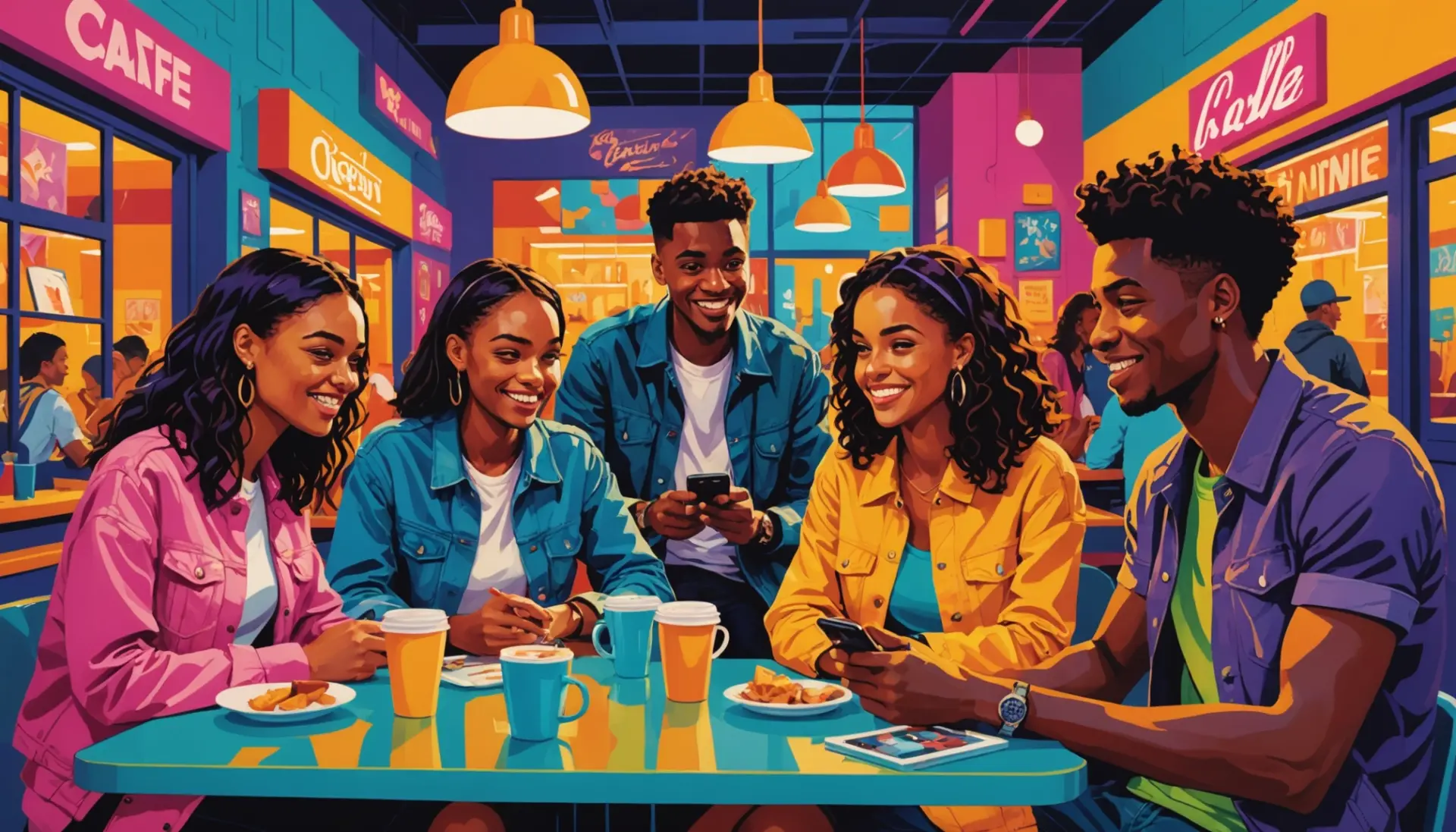 Editorial illustration showing people hesitating and someone saying 'demur meaning slang' in thought, urban scene