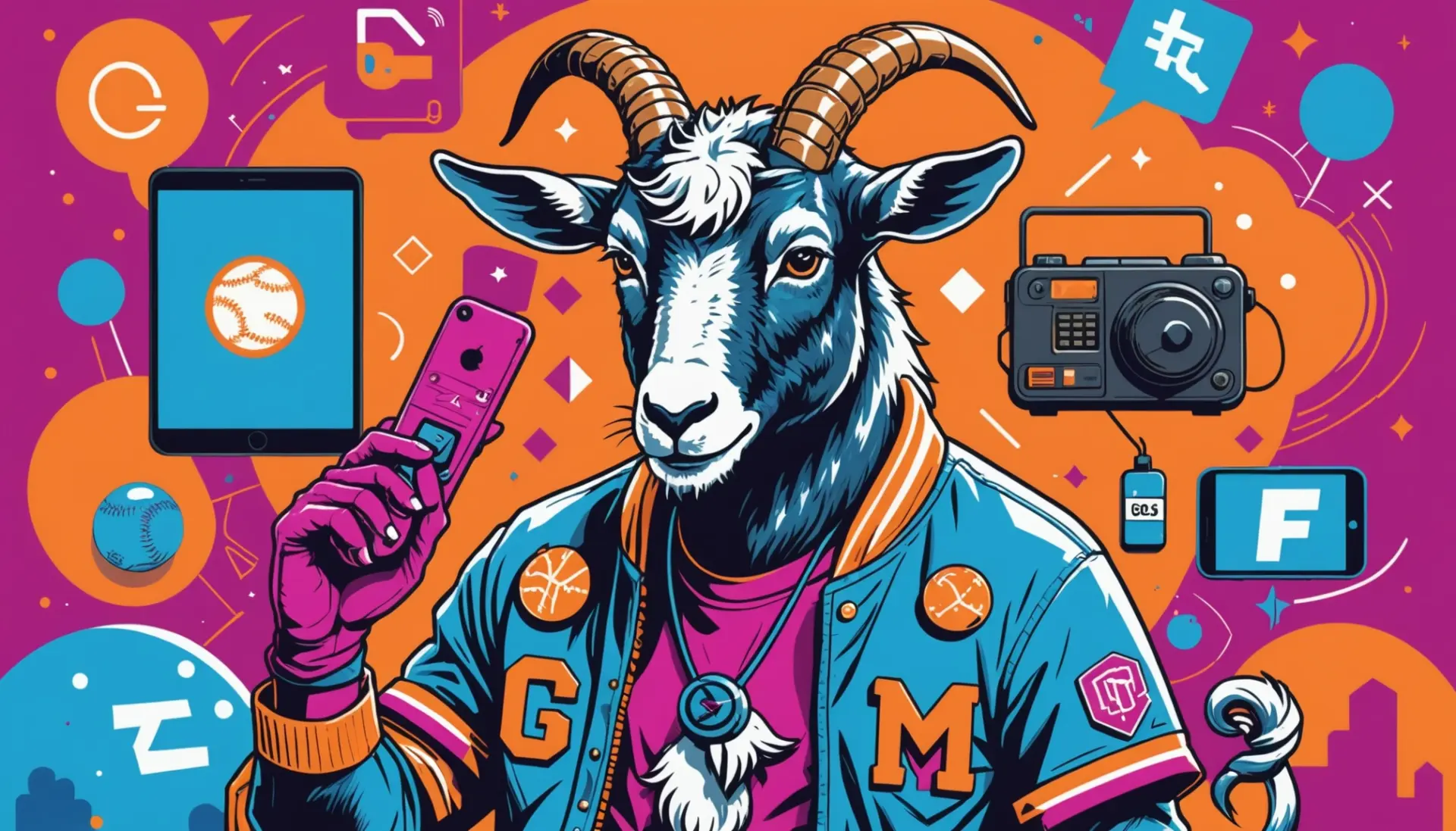 Editorial illustration featuring a stylized billy goat representing billy goat slang