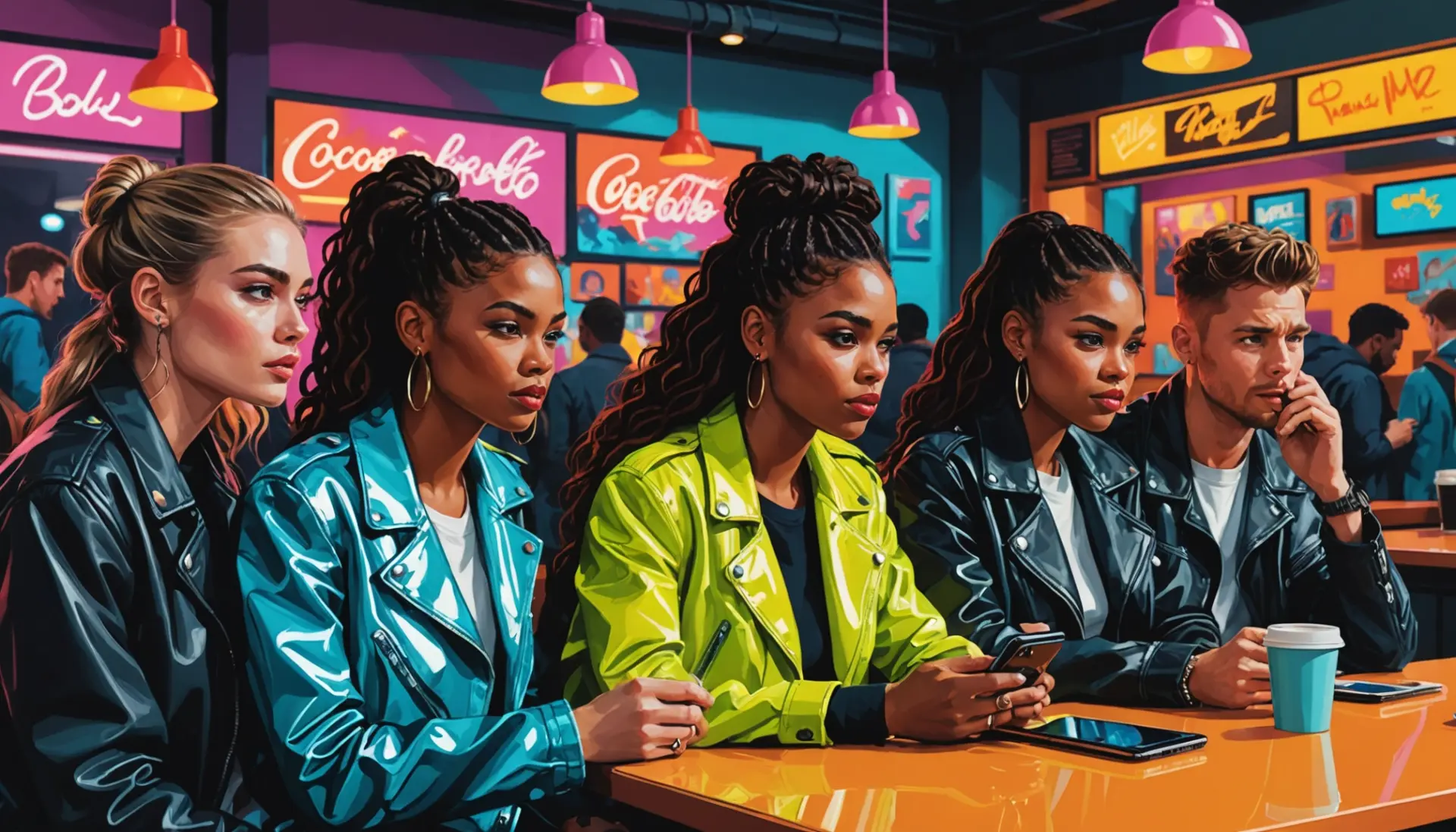 Vibrant editorial image showing people reacting to gossip with the phrase t 1000 meaning slang in mind