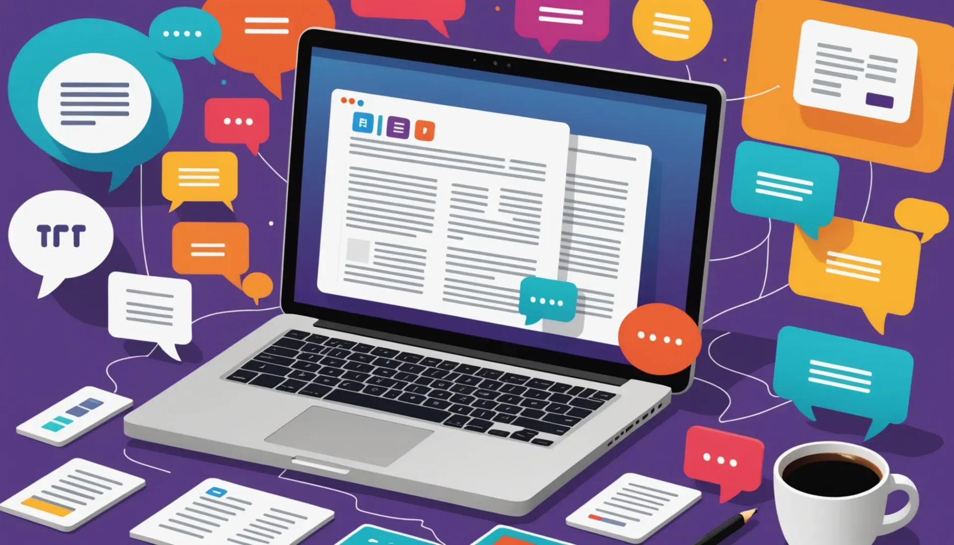 Editorial illustration showing the meaning of rich text with formatted text elements