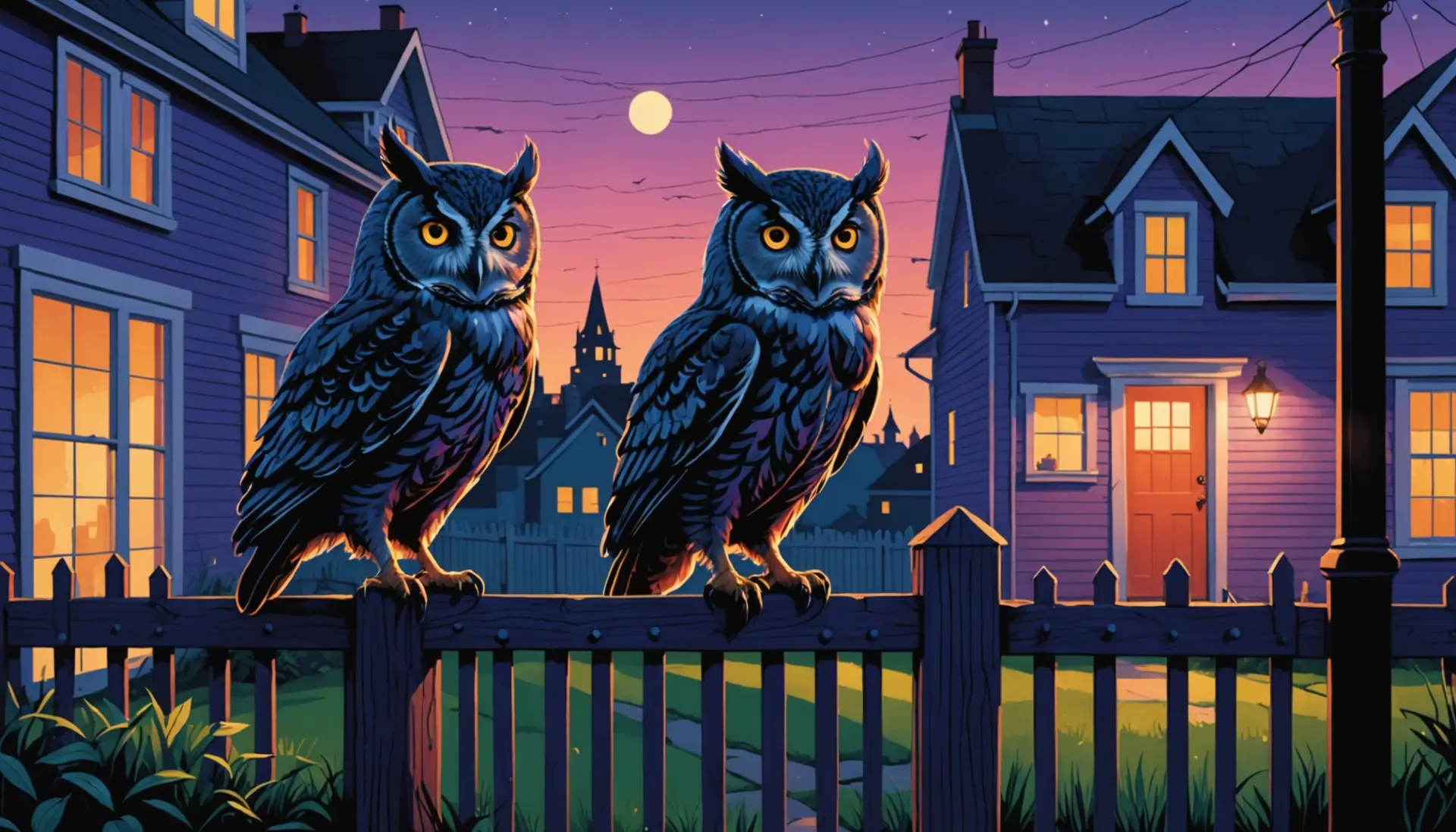 Editorial illustration of a person spotting an owl, caption concept for what does seeing an owl mean