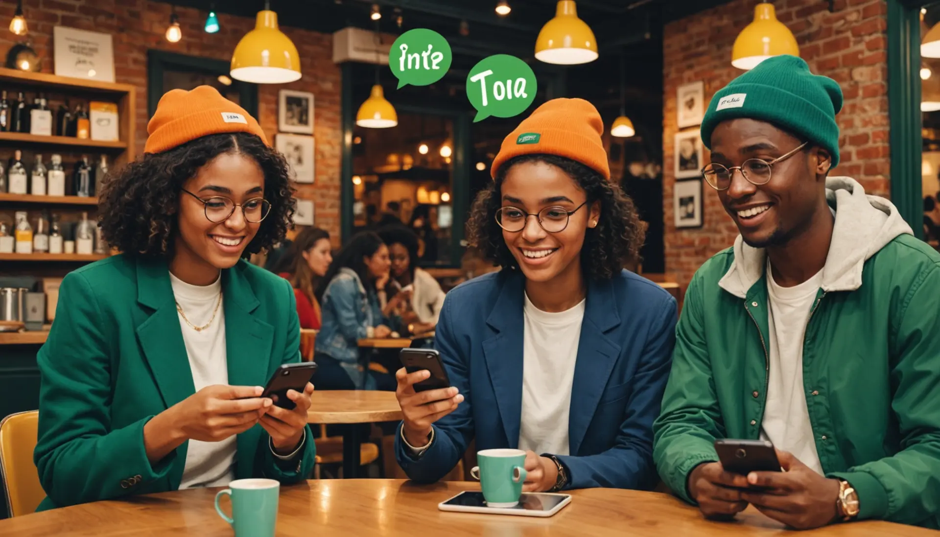 Editorial illustration showing people texting the phrase what does ivy mean in text