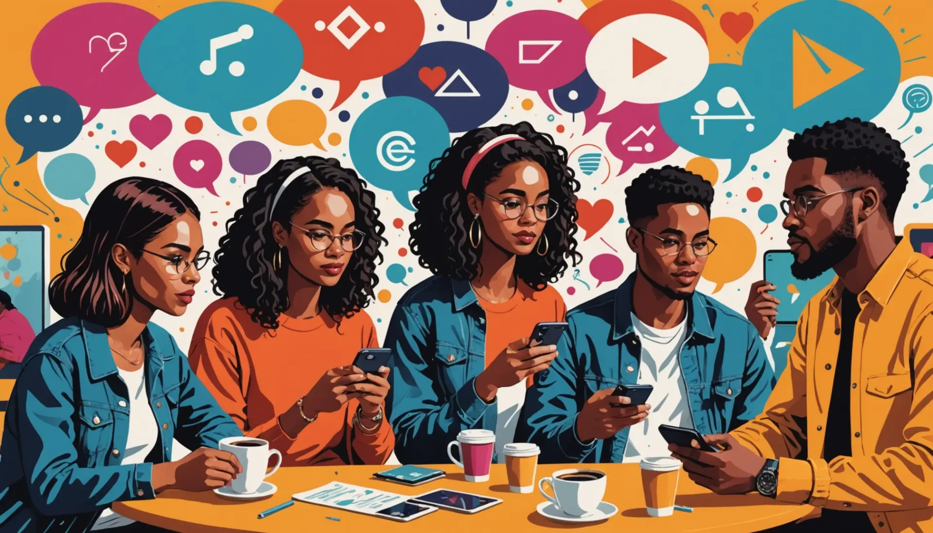 Editorial illustration showing people using phones with speech bubbles that read different meanings of FTD: FTD meaning slang
