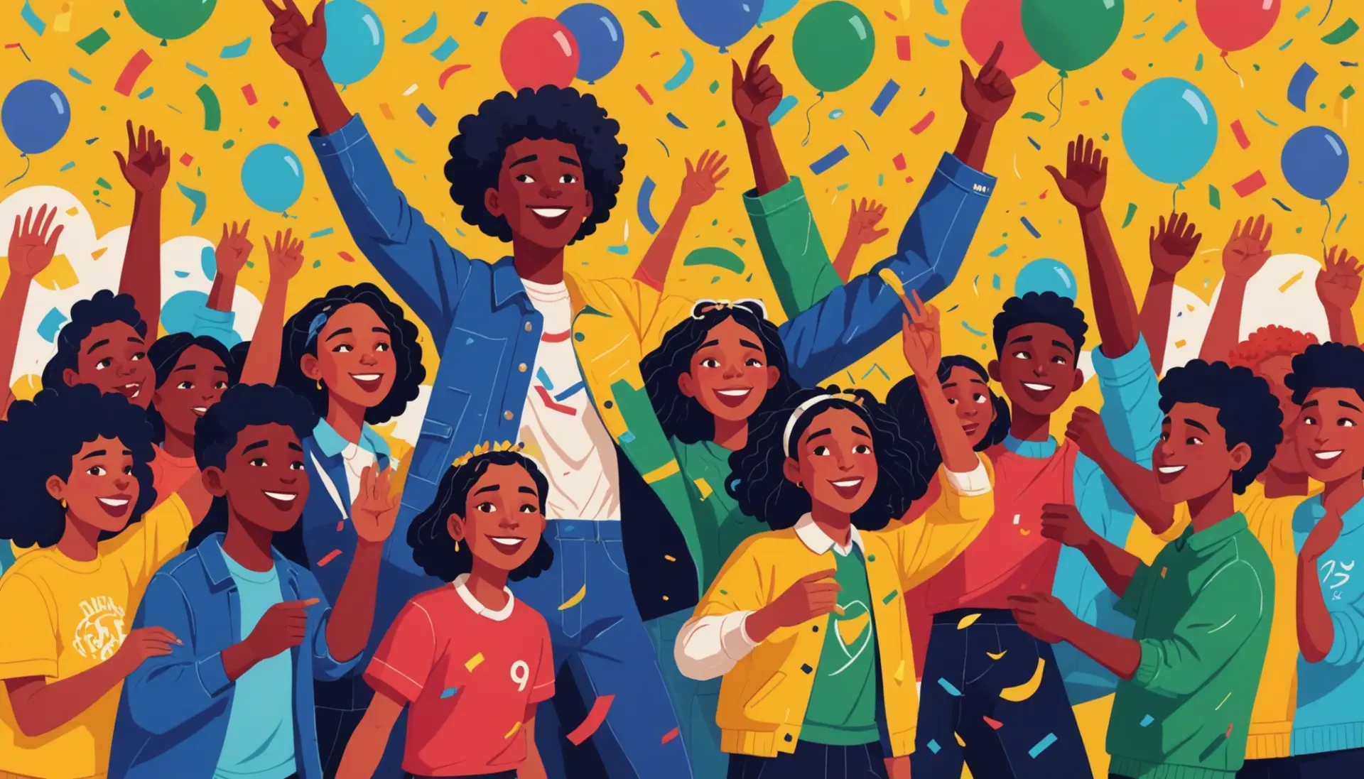 Editorial illustration showing people celebrating a milestone with the phrase what does centurion mean implied