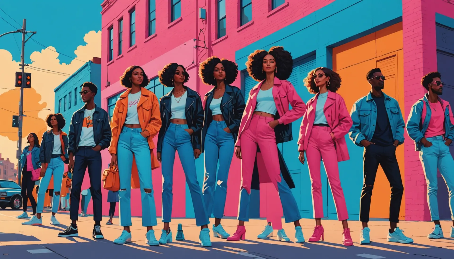 Editorial illustration showing young people embodying confidence labeled with stallion urban dictionary vibes