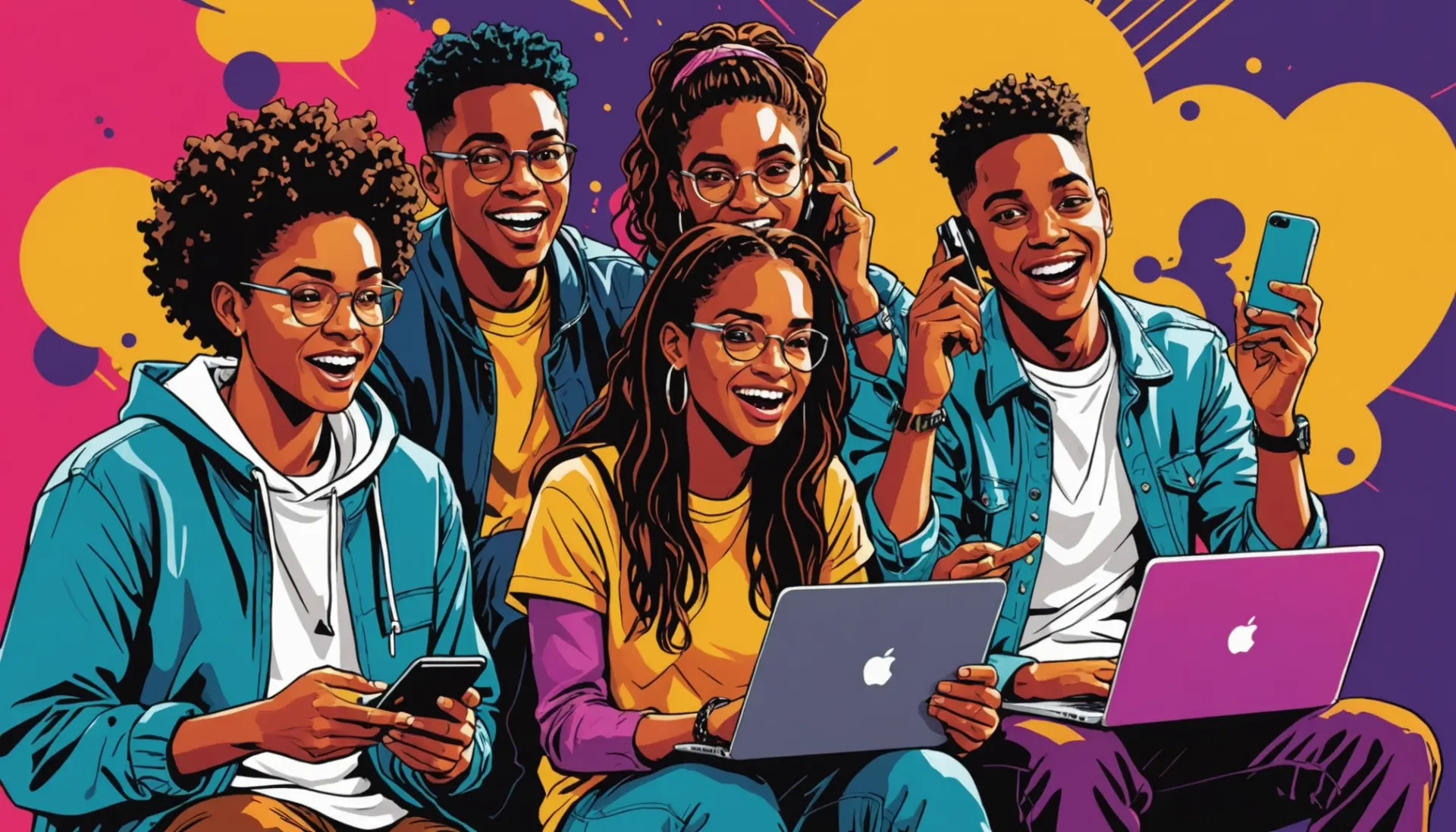 Editorial illustration showing young people reacting to the phrase what does g check mean slang on social media