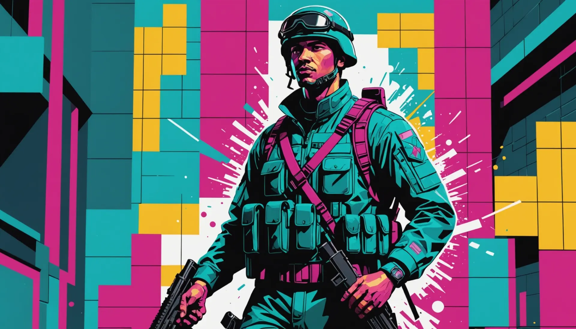 Editorial illustration of a mercenary, representing hired soldier in slang crossword clue