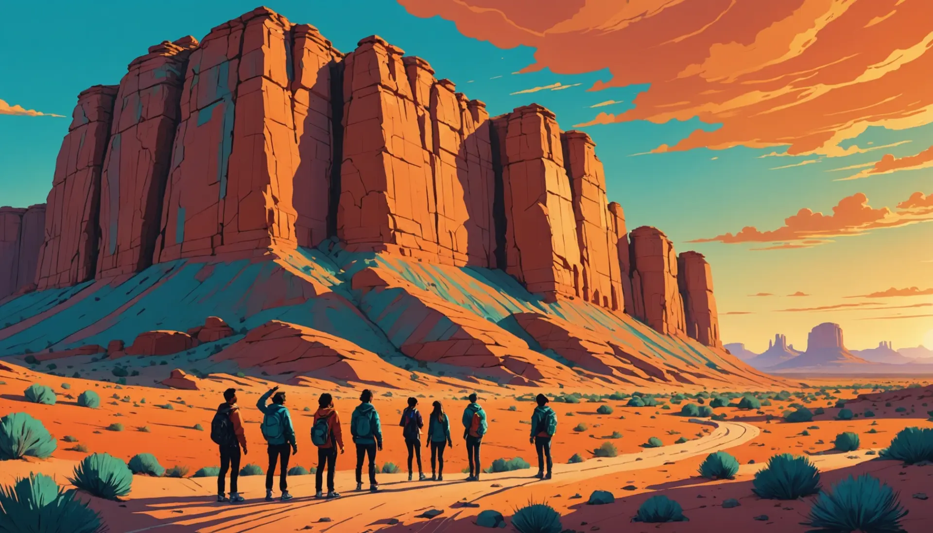 Editorial illustration showing a dramatic butte rock formation, focus on what does butte mean