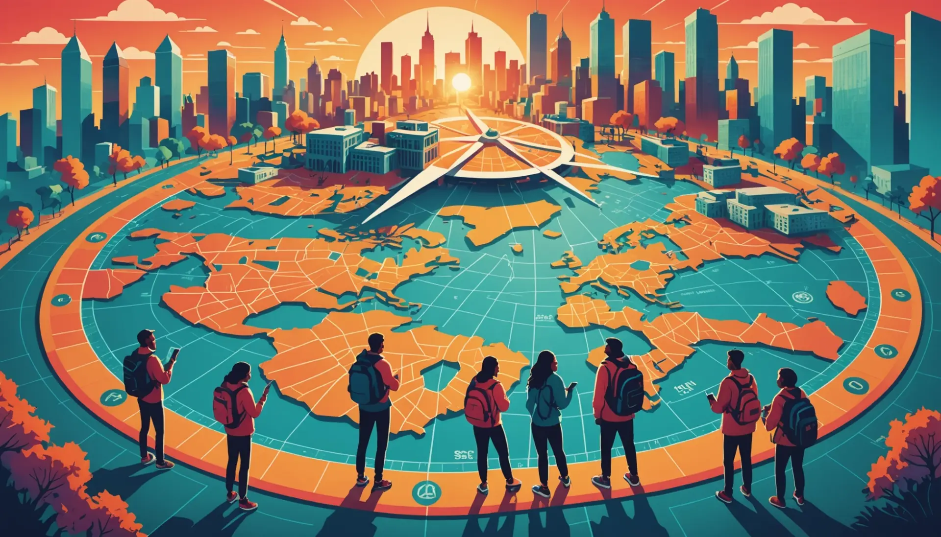 Illustration showing the phrase what does cardinal direction mean, with a compass and city map vibe