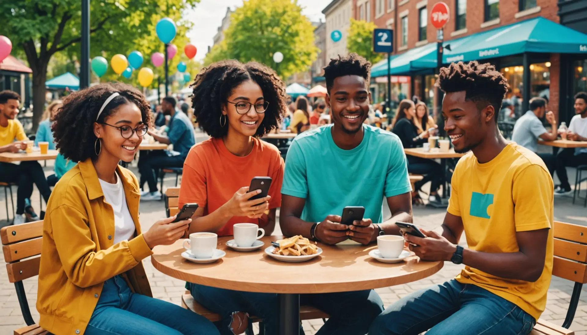 Editorial illustration showing people checking 'onb urban dictionary' on phones, with speech bubbles and slang clues
