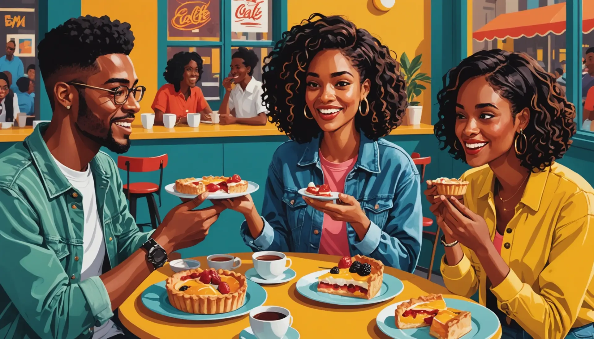 Editorial illustration of people discussing tart meaning slang