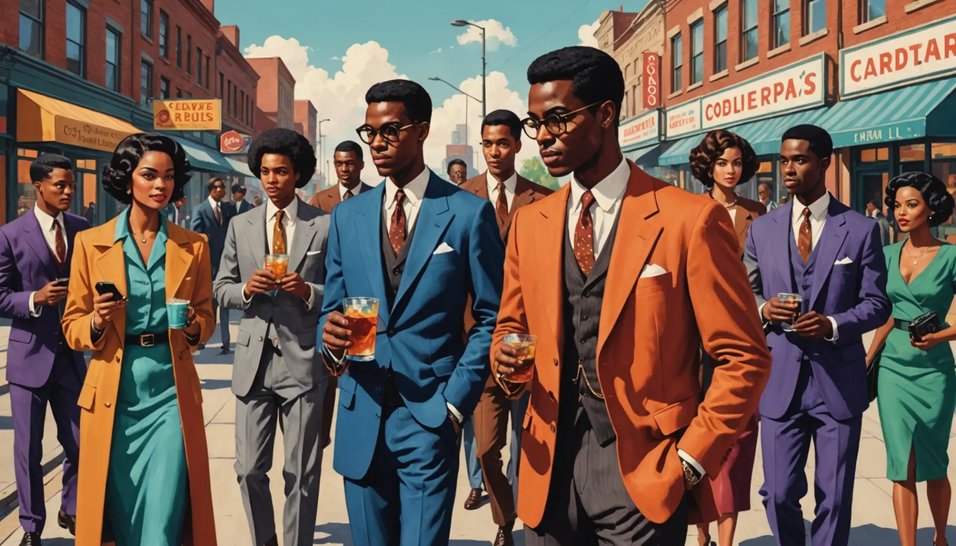 Editorial illustration featuring people embodying 'urban dictionary old fashioned' vibes