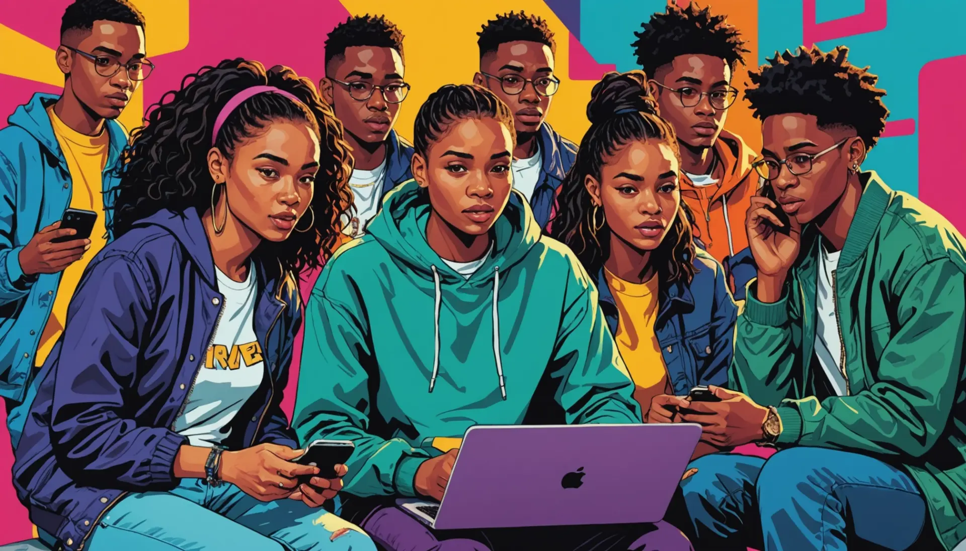Editorial illustration of people reacting to the phrase urban dictionary fade