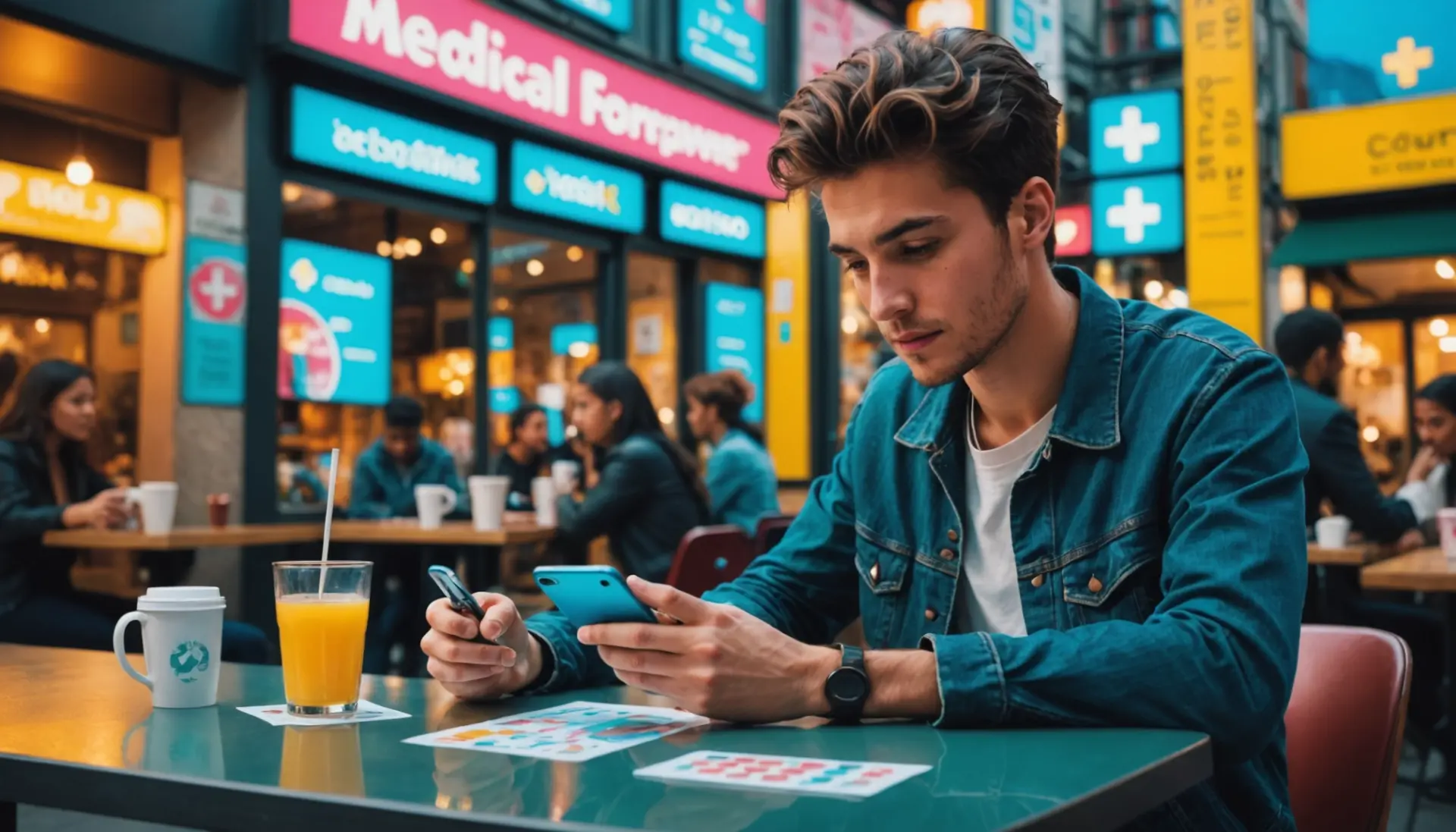 Editorial illustration showing a person checking lab results on their phone with the phrase what does protein in urine mean implied