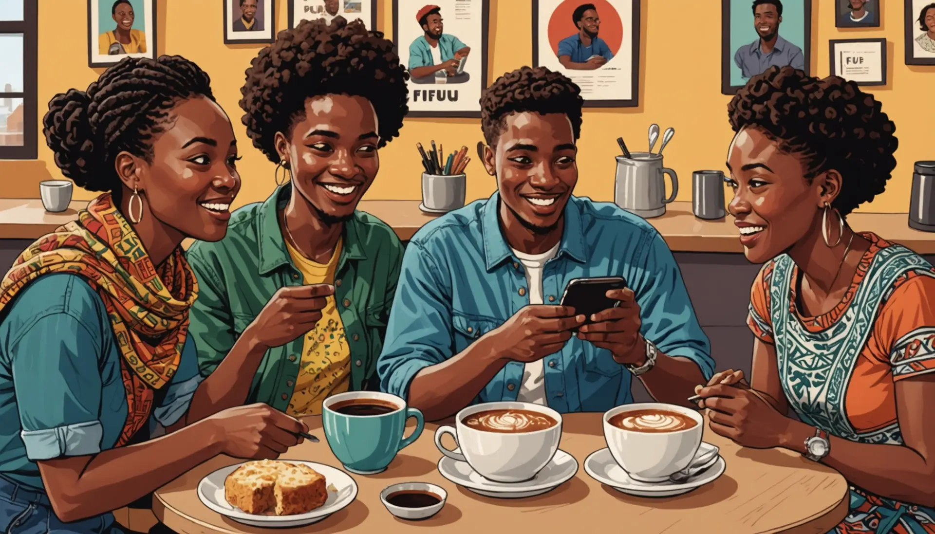 Editorial illustration showing diverse people reacting to the phrase fufu meaning slang