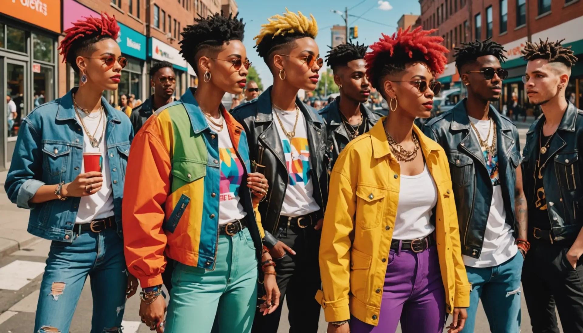 Editorial illustration showing diverse queer people with the phrase what does dyke mean slang subtly implied in context