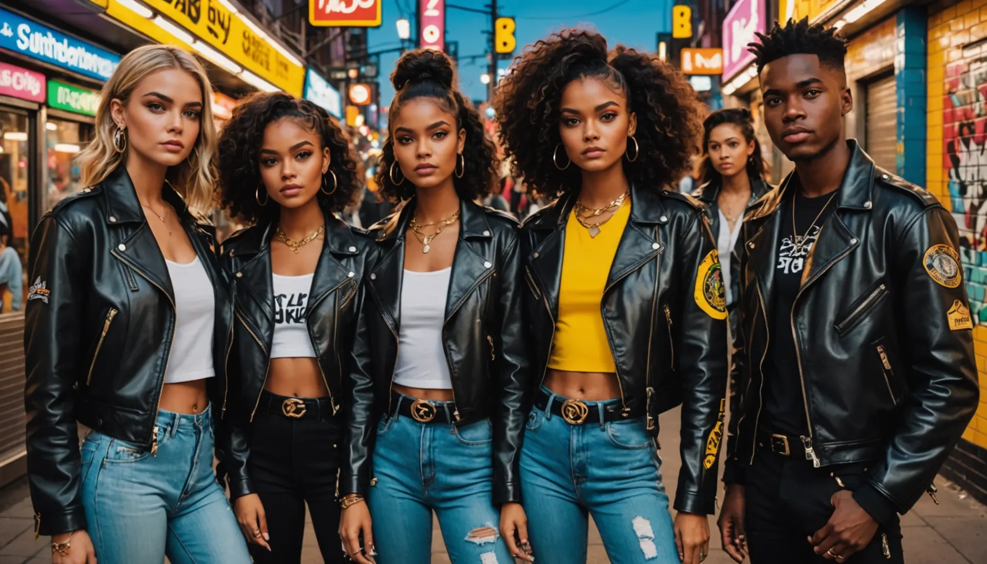 Editorial illustration of diverse people posing with baddy urban dictionary vibes
