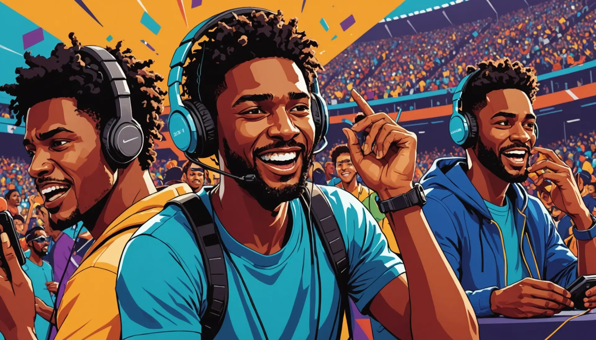 Editorial illustration showing people reacting to the phrase what does choke mean in sports, gaming, and social media scenes