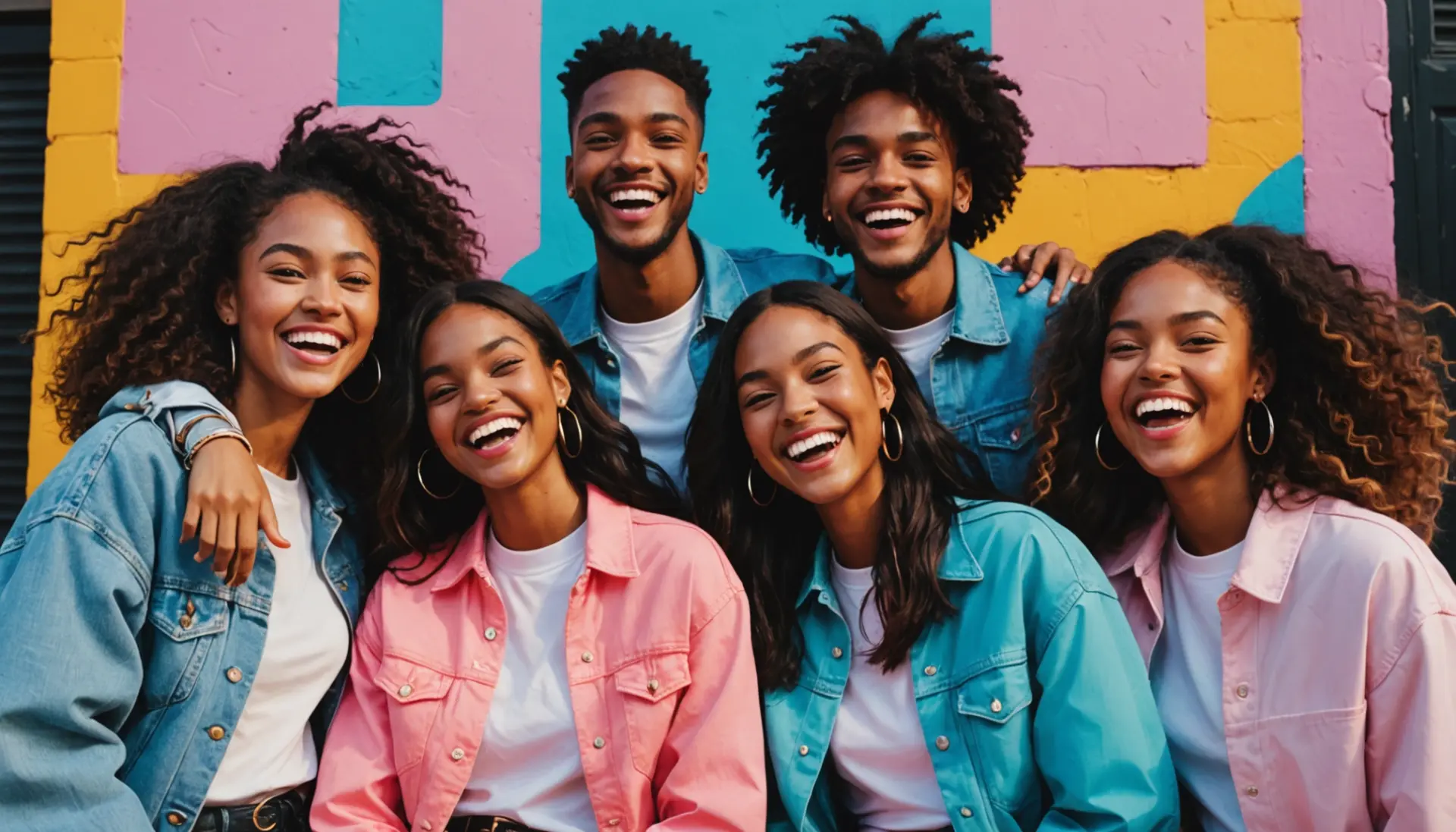 Editorial illustration of people showing perfect smiles with the phrase what does straight teeth mean slang represented through visual cues