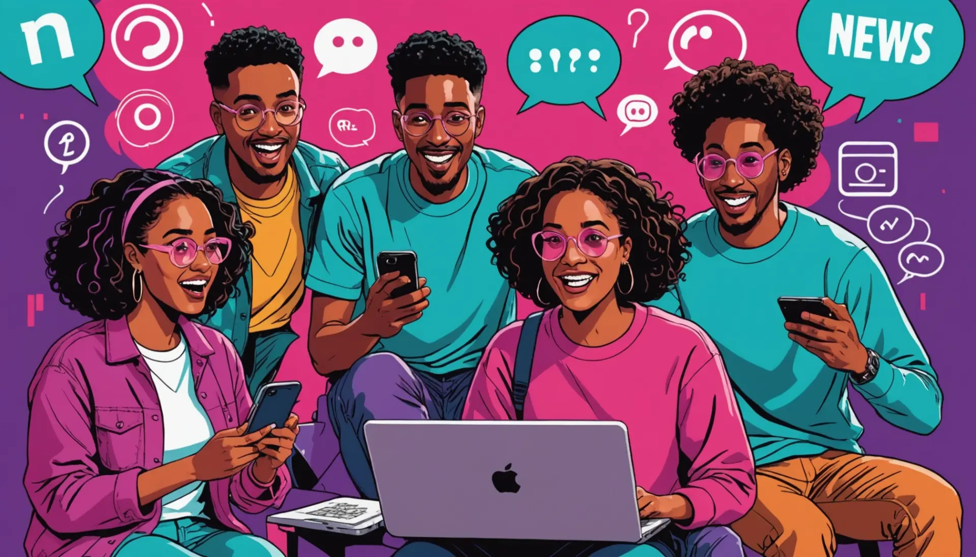 Editorial illustration showing people reacting to satire, with the phrase what does satire mean in slang implied in the scene