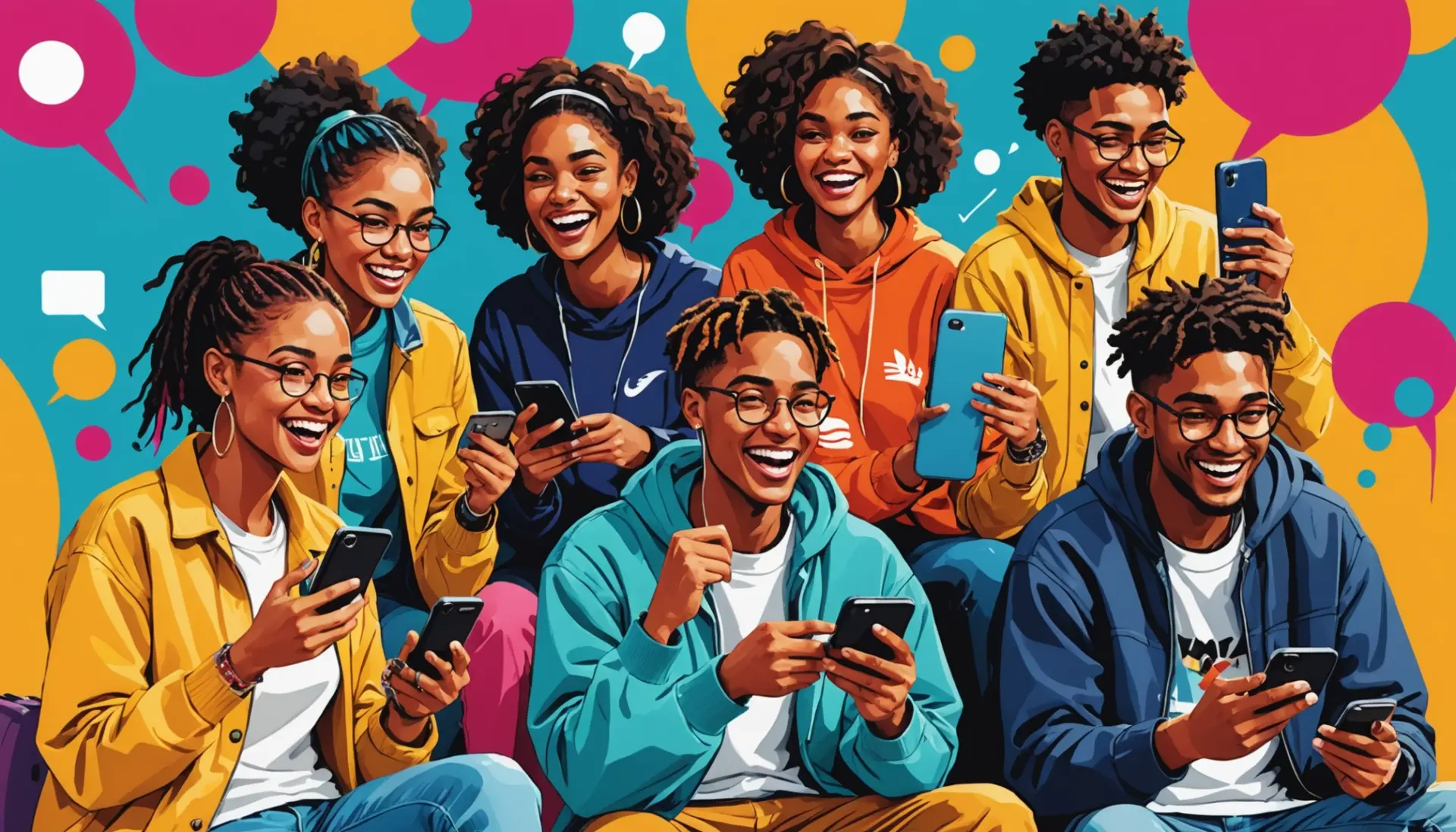 Illustration showing people reacting on social media with the phrase what does meaf mean in slang