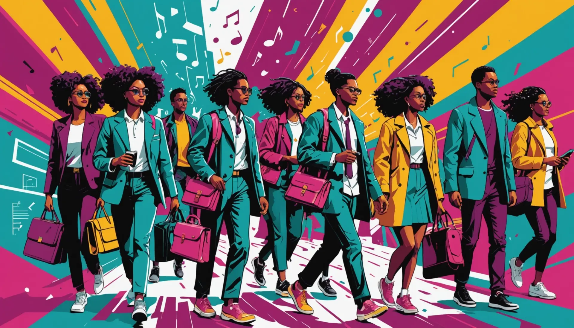 Editorial illustration showing a crowded, colorful pipeline with people and objects, representing pipeline meaning slang