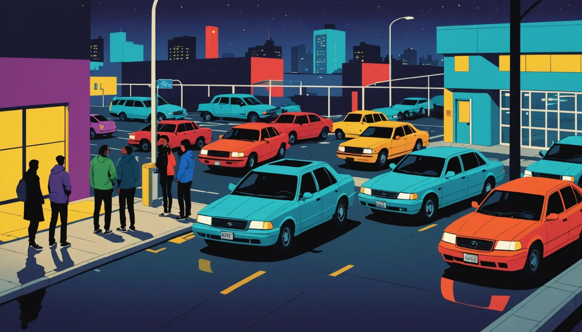 Editorial illustration showing people and cars in a park, hinting at the dogging slang meaning