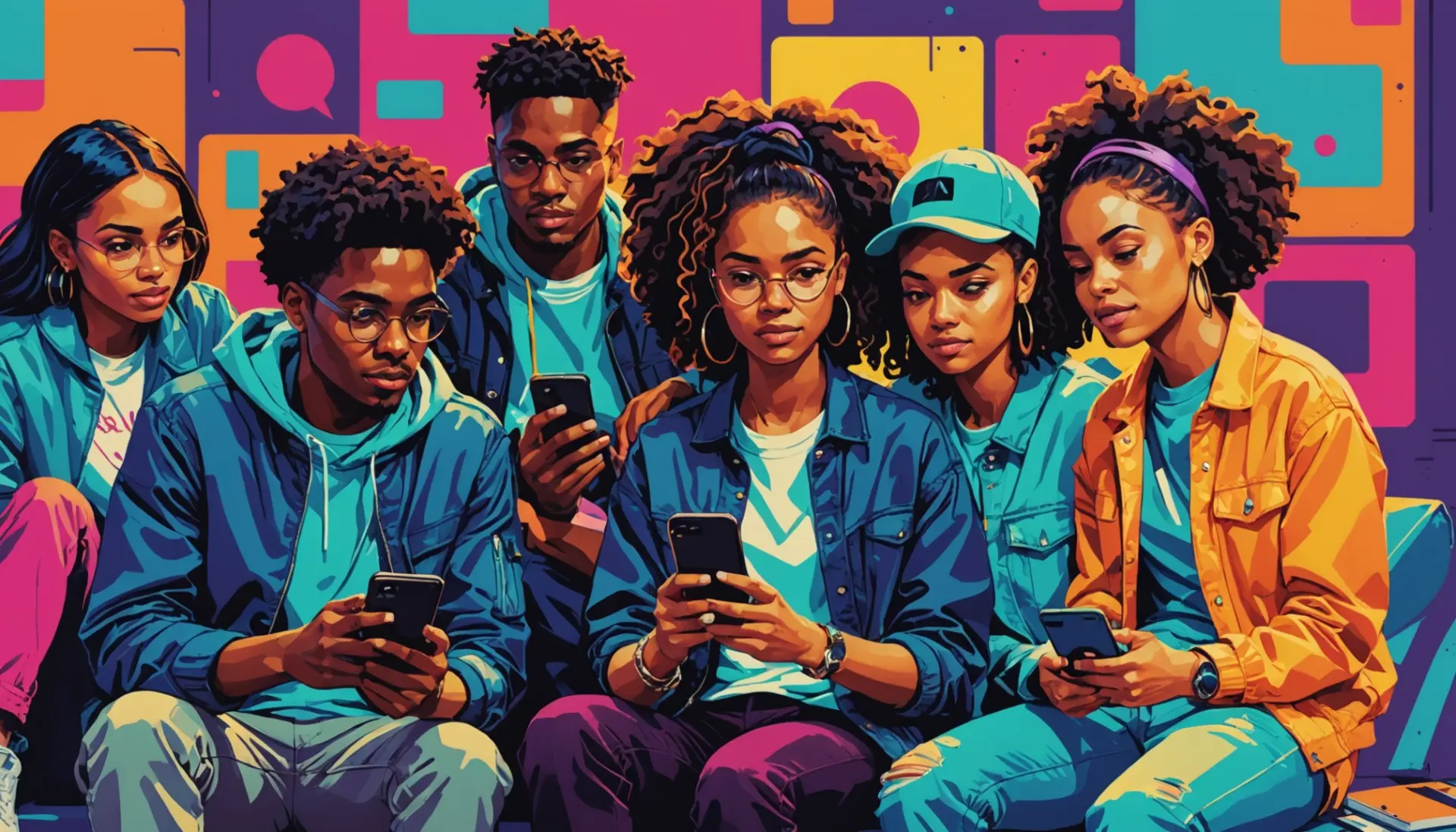 Editorial illustration of young people texting, highlighting the phrase what is a dry text