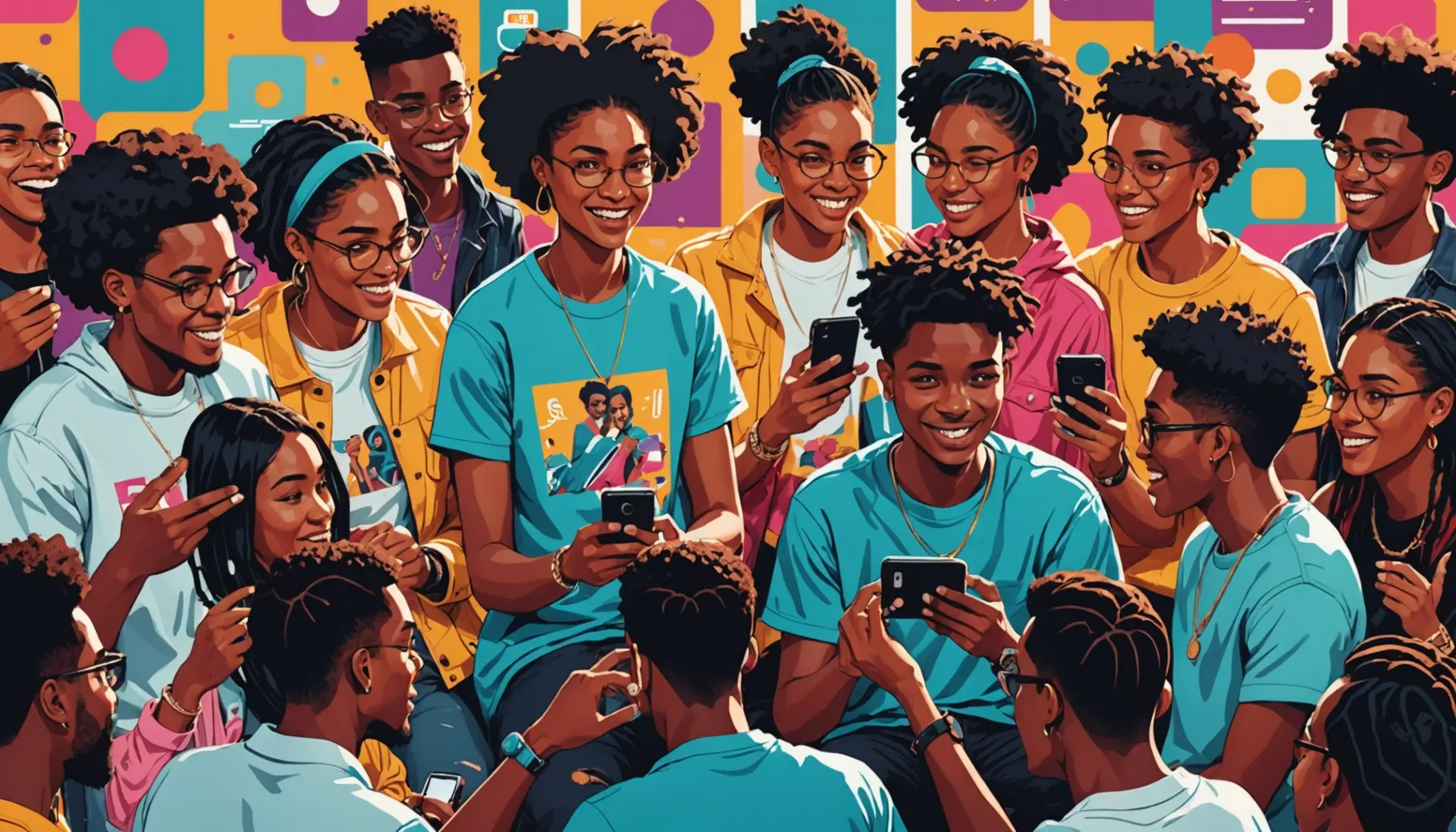 Editorial illustration of creators doing an Instagram SFS, sfs meaning slang