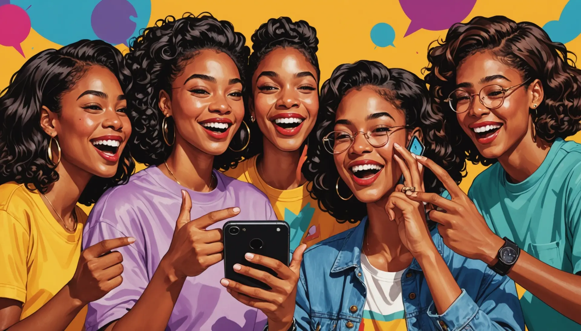 Editorial illustration representing hot lips julian urban dictionary with vibrant characters and bold lip imagery