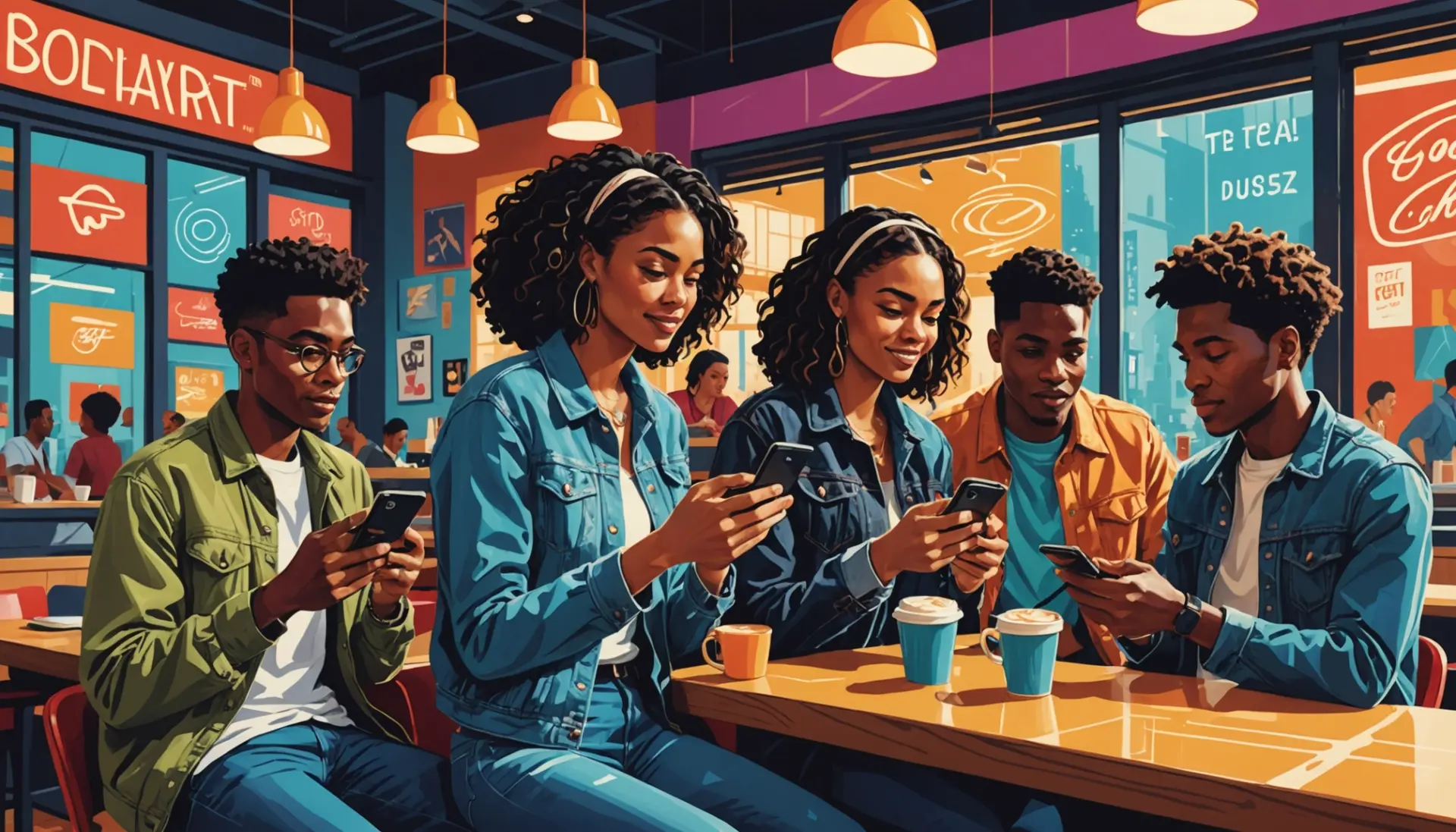 Editorial illustration of people sending messages with a sonar pulse, representing what does sonar mean